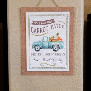 Easter decoration pick your own carrot patch sign with truck and vegetables